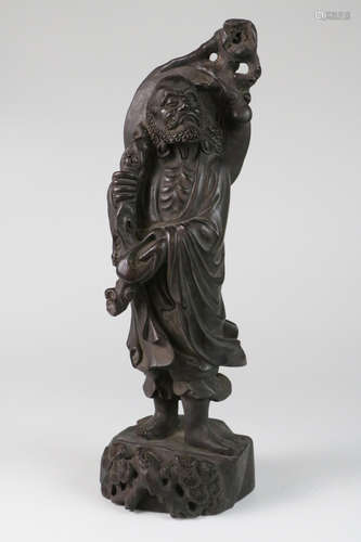 Chinese possible ZiTan wood carving of LoHan