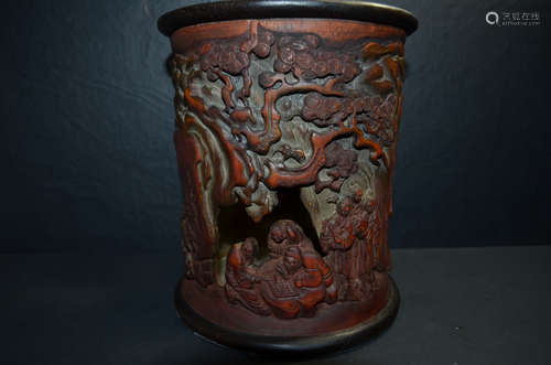 Bamboo Pen holder Hand Carved Brush Pot