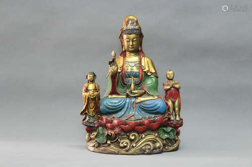 Chinese Bronze Gilt Guanyin