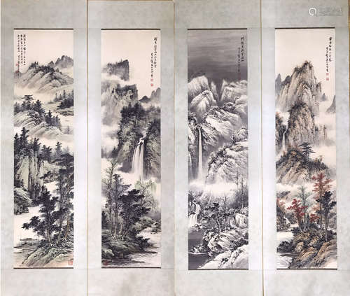 Huang, JunBi. set of 4 water color landscape