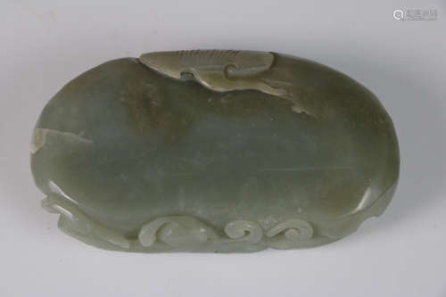 Chinese green celadon jade carved plaque
