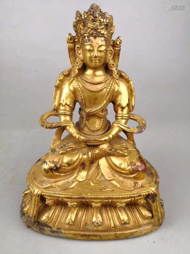 Chinese Bronze Gilt Buddha