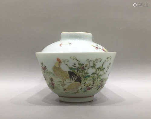 Qianlong Famille Rose Porcelain Cover Bowl