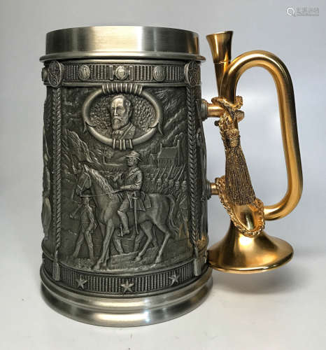America Revolutionary War Pewter And Gold Beer Cup