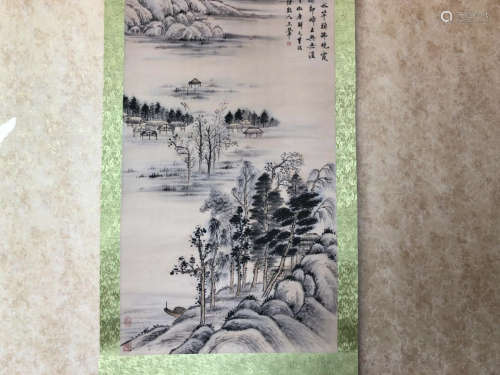 Qing Dynasty Ink/Color Scroll Painting, Signed
