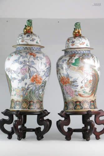 Pair of chinese large famille rose vase