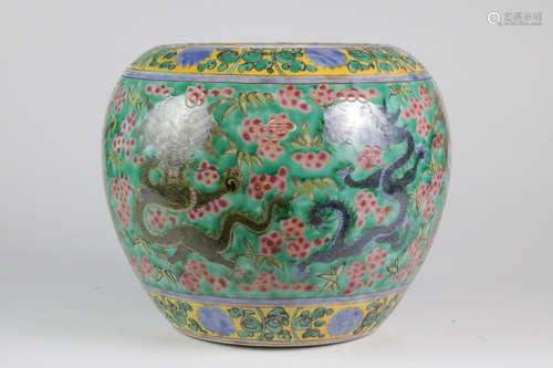 Chinese green glazed porcelain jar