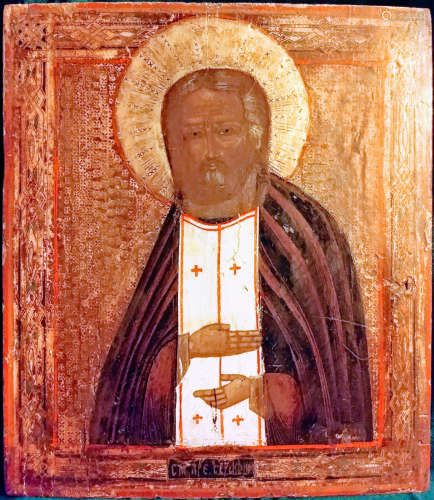 19C. Russian icon of Seraphim Sarovskiy Large.