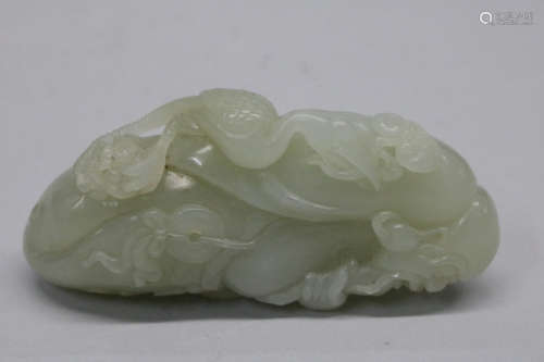 Chinese celadon jade carving of God of longevity