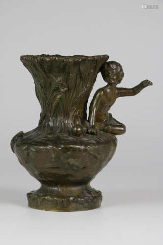Art nuvo bronze vase signed 