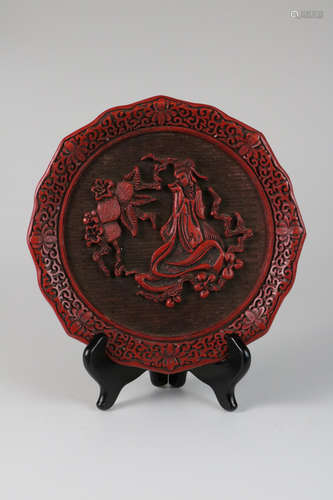 Chinese lacquer plate mix with bronze.