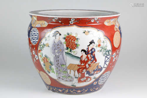 Chinese famille rose porcelain fish jar