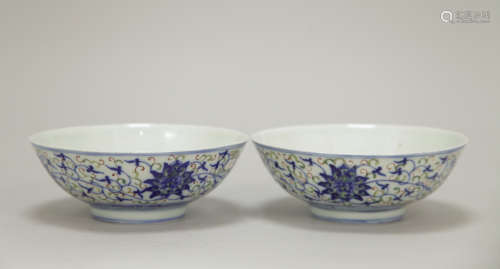 Pair of Chinese Blue/White Porcelain Bowls