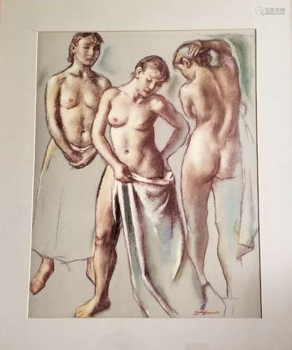 Gouache on paper by Robert Brackman ( 1898 - 1980