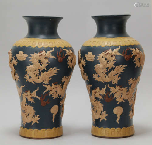 Pair of Chinese Yixing Zisha Vase