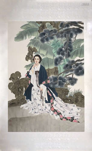 Chinese color drawing figure of lady