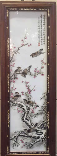 Famille Rose Porcelain Plaque,Mark He Xuren