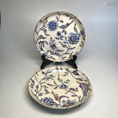 Pair Of Blue And White Porcelain Plate