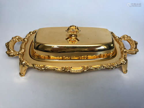 Crosby Gold Plated Double Ears Cover Tray