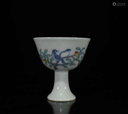 Chinese Famille Verte Porcelain High-Foot Cup