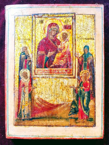 19c Russian icon of Tikhvinskaya Mother of God