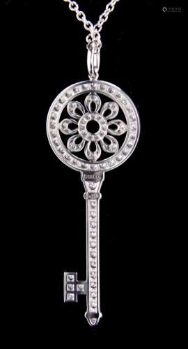 Tiffany Platinum/Diamond Key Pendant