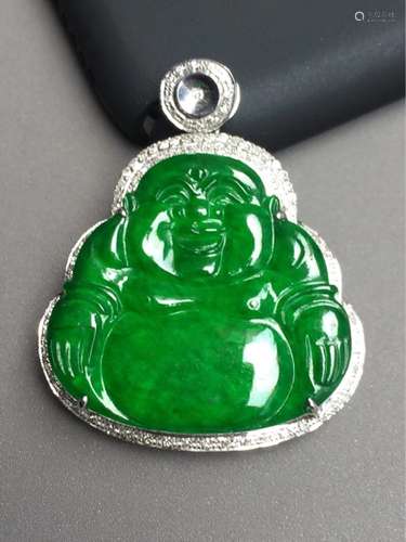 A NATURAL  YANGLV  JADEITE BUDDHA PENDANT