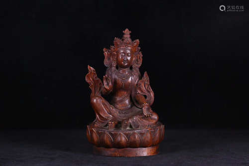 AN OLD QING DYNASTY EAGLEWOOD GUANYIN STATUE