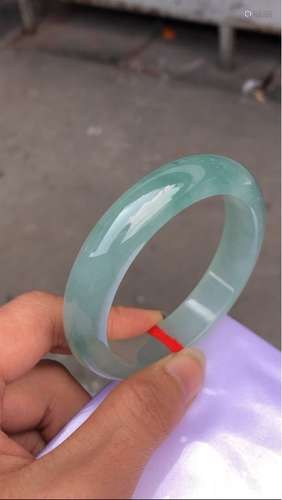 A NATURAL ICY LANLV/LANSHUI  JADEITE BANGLE