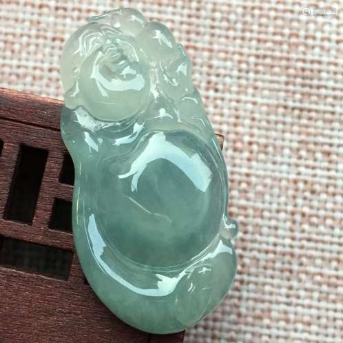 A NATURAL  JADEITE BUDDHA DESIGN PENDANT