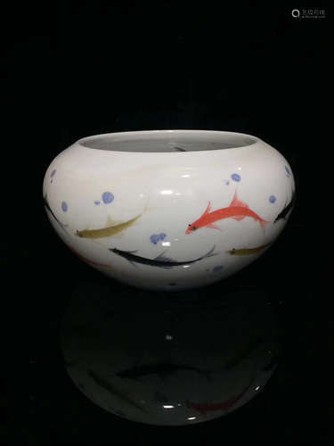 A FISH PATTERN WRITING BRUSH WASHER,CULTURAL REVOLUTION PERIOD