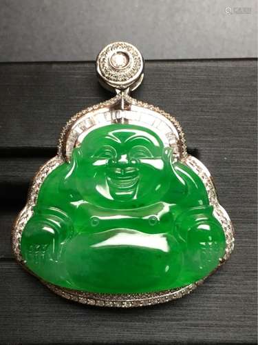 A NATURAL  JADEITE BUDDHA DESIGN PENDANT