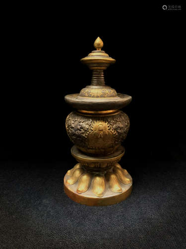 Chinese gilt metal tower jar.