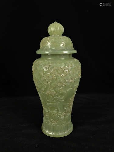 Chinese carved jade vase, Qianlong mark.