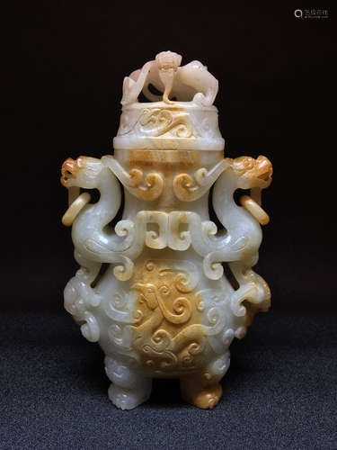 Chinese carved jade vase.