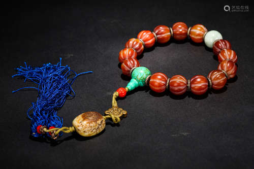 Chinese agate prayer's bracelet.