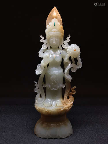 Chinese carved jade statue of a buddha.