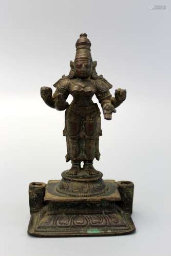 Indian bronze figure of Lord Vishnu.