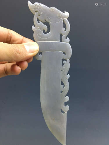 Chinese carved jade dagger.