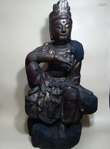 CHINESE HARDWOOD FIGURE OF GUANYIN