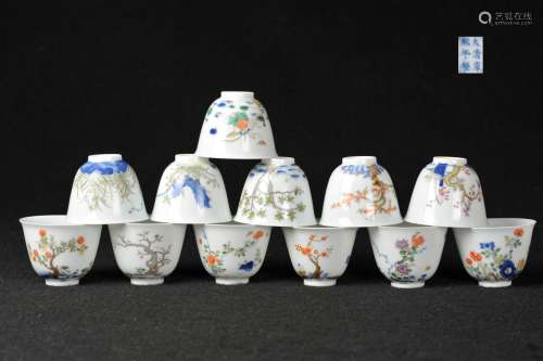 CHINESE PORCELAIN CUPS, SET OF 12