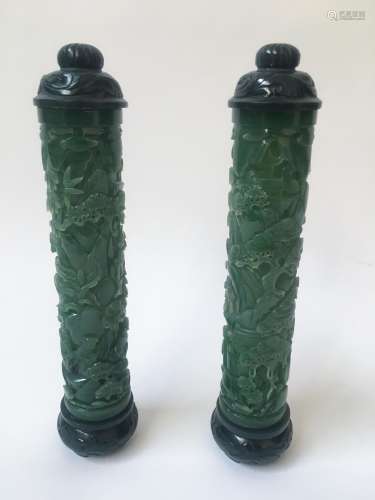 CHINESE SPINACH JADE INCENSE HOLDER