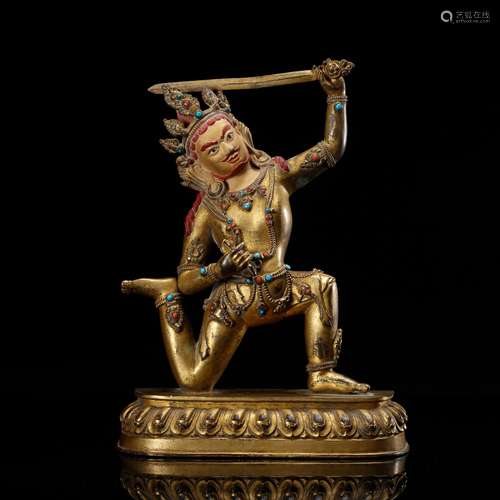 CHINESE GILT BRONZE FIGURE