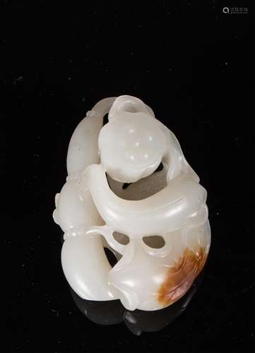 CHINESE WHITE JADE LOTUS PENDANT