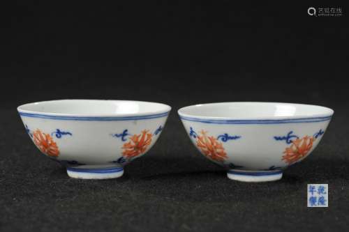 CHINESE BLUE WHITE IRON RED PORCELAIN BOWLS