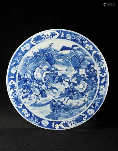 CHINESE BLUE AND WHITE PORCLEAIN PLAQUE
