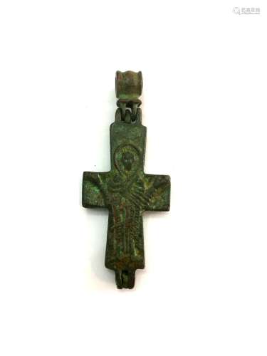 Ancient Byzantine Bronze Reliquary Cross