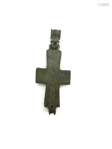 Ancient Byzantine Bronze Reliquary Cross