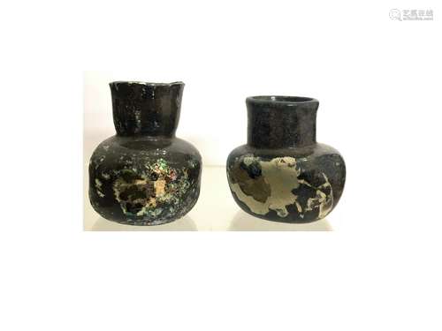 pair of Ancient Roman  miniature Glass vase