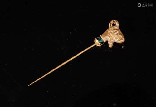 ANCIENT GOLD HAIR PIN WITH GOAT HEAD